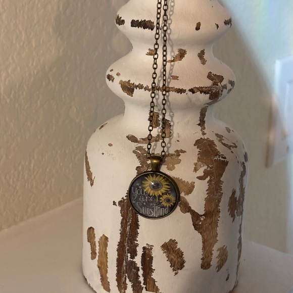 Sunflower Charm Necklace with Gold Accents”You are my Sunshine” - Picture 4 of 8